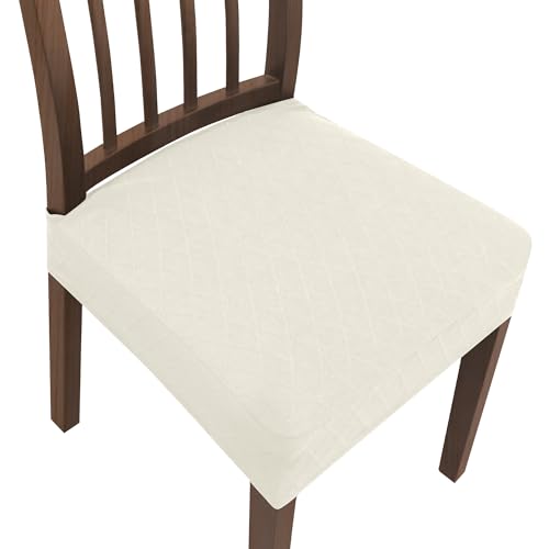 Fundas sillas ajustables impermeables para comedor,pack de fundas silla comedor elásticas,funda para sillas de comedor wasserdicht,cojines sillas comedor lavables y desmontables, (6, blanco cremoso)
