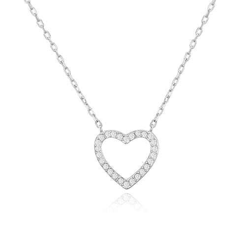 Price comparison product image Philip Jones Silver Plated Open Heart Necklace Created with Zircondia® Crystals