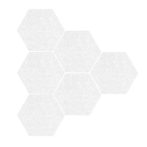 6pcs Tablero de Corcho Hexagonal, tableros de anuncios de Pared autoadhesivos, Azulejos de Corcho Pegatinas de Pared para Tablero de Fotos, decoración de Pared del Dormitorio del hogar (Blanco) Cover