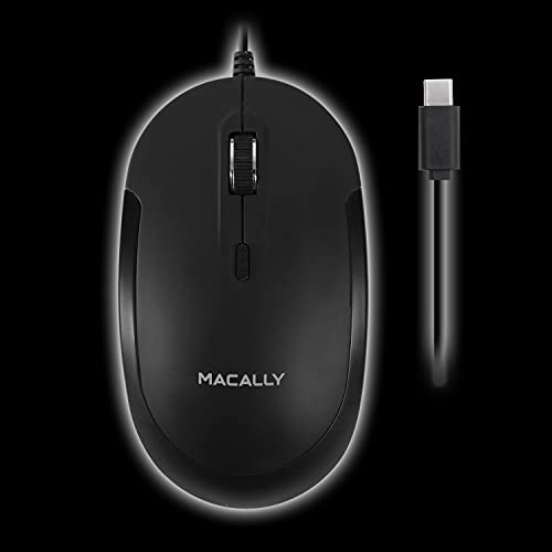 Ratón óptico Macally Ucdynamouse-B con cable USB-C, 3 botones y scroll, negro 7