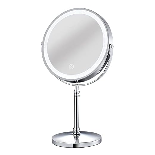 SMSOM Bordsspegel sminkspegel 20 cm förstoringsspegel. USB-laddningsbar dubbelsidig sminkspegel, 1 x 10 x förstoringsspegel. (Färg: silver)