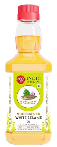 Image of IndicWisdom Wood Pressed White Sesame Oil 200 ml (Cold Pressed White Sesame Oil - Extracted on Wooden Churner)