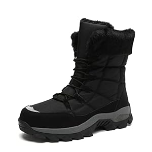 SANOSSI Womens’s Snow Boots Waterproof Winter Warm Non-Slip Outdoor Comfortable Cold Weather Shoes for Men Black 9 Women