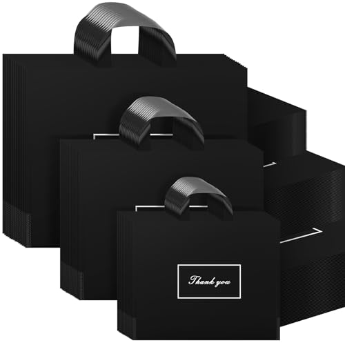 Sacs cadeaux de remerciement en plastique noir Abbylike lot de 300 pour magasins et fêtes