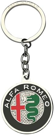 Car Creative Car Logo Keychain 3D Chrome Plated Metal Alloy Keychain Gift Men and Women Keys for Alfa Romeo Giulia Stelvio 4c Tonale Mito giulietta 159 147
