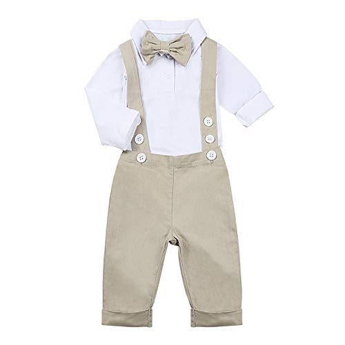 Baby Boys Clothes Gentleman Outfits Suits, Infant Long Sleeve Romper+Bib Pants+Bow Tie Clothing Set