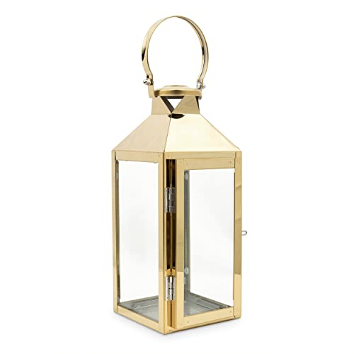Weddingstar Large Square Decorative Metal Hanging Lantern - Gold