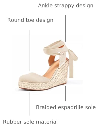 Image of FISACE Womens Summer Espadrille Heel Platform Wedge Sandals Ankle Buckle Strap Closed Toe Shoes