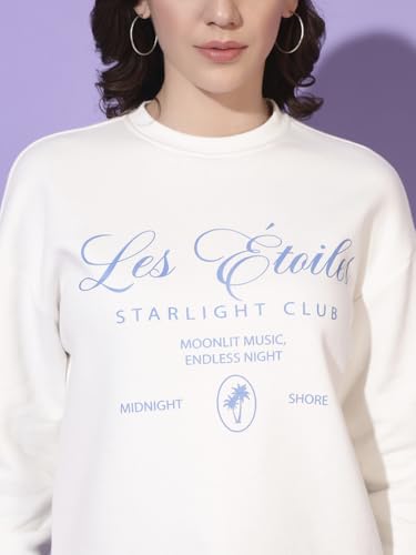 Image of Women's Sweatshirt | Cotton Blend Fleece Winter Top | Full Sleeve Crew Neck | Printed Casual Wear for Women | XS-XL