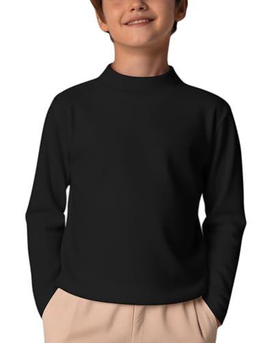 Arshiner Camiseta Térmica de Manga Larga para Niño Ropa Térmica Infantil de Invierno Niño Térmico Interior para Fútbol, Ciclismo y Nieve Negro Alto 7-8 años