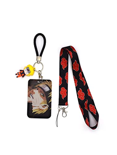 Anime Lanyard Keychain Wrist Lanyard Keychain Anime Card Badge Holder Lanyard with Card Holder Identity Badge Holder Strap Lanyard for car Keys Access Card Holder