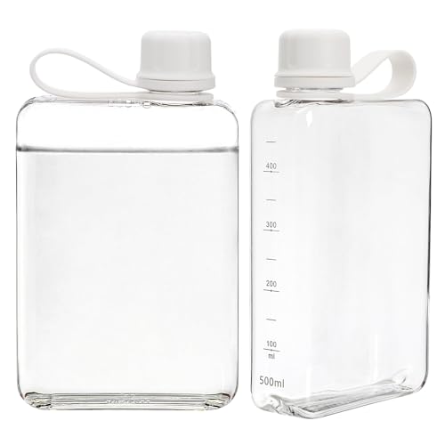 ZAVOOS 2 Pack 17 Oz Portable Flat Water Bottle
