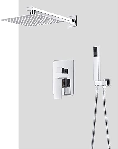 TYHAYJYK Sistema de Ducha Juego de Grifo de Ducha Oculto Juego de Grifo Mezclador de Ducha de latón Cromado montado en la Pared con Ducha de Mano y Cabezal de Ducha de Cascada Tecnología AV