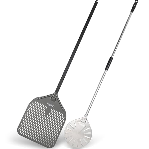 Onilini 14 inch Perforated Pizza Peel Overall 55 inch, 9