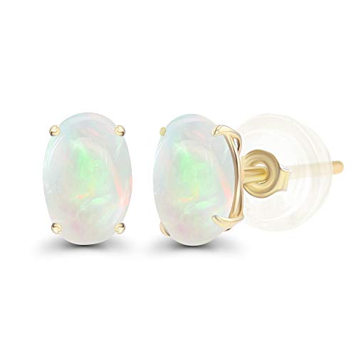 Solid 14K Gold 7x5mm Oval Genuine Birthstone Stud Earrings For Women | Hypoallergenic Studs | Natural or Created Gemstone Stud Earrings For Women