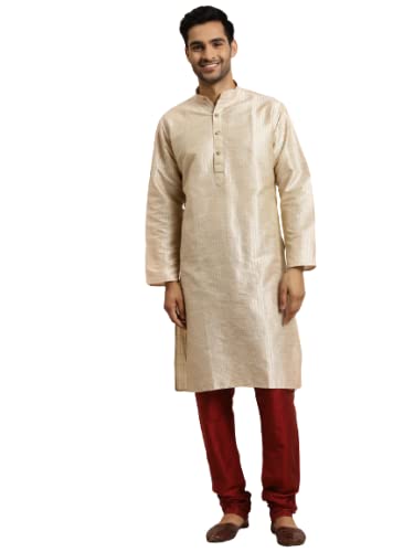 Image of SOJANYA Men's Jacquard Silk Long Kurta - Diwali Celebration Ethnic Wear for Men