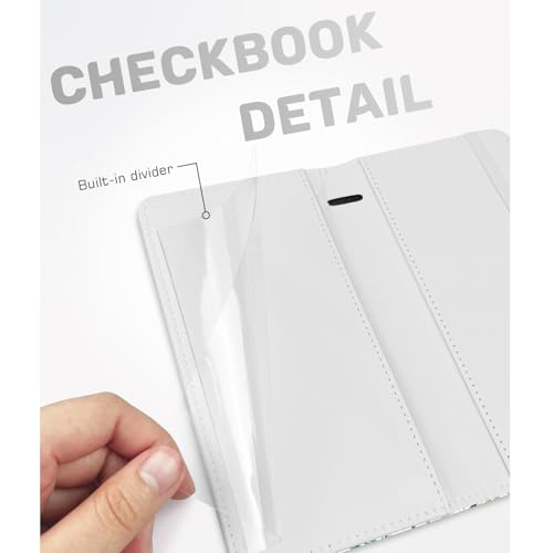 Image of Letter Checkbook Cover, RFID Blocking Checkbook, Stylish, Lightweight, Slim Durable, Multi-Functional Checkbook Holder for Personal and Business Checks (Flower and Grass)