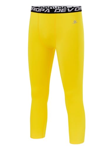 Image of DEVOROPA Boys Leggings Youth Compression Pants Sports Tights Basketball Football Baseball Soccer Baselayer Slim /Regular /Husky