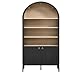 Modway Nolan Tall Arched Storage Display Cabinet in Black - 74 Inch Arch Bookshelf with Open and Closed Shelving - Modern Accent Cabinet for Living Room, Dining Room