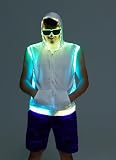 BUDYLILI Men's Hooded Vest White Rave Outfit...