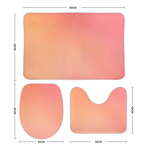 Pfirsichfarbene Badezimmerteppiche und -matten-Set, 3-teilig, waschbar, Korallen-Rutschfest, Badematte, Teppiche mit Stützpolster, Konturteppich und WC-Deckelbezug, 50,8 x 81,3 cm – Bild 4