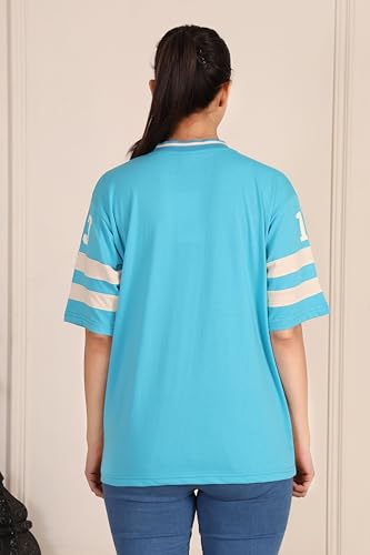 Image of BLACKSTEP Women Oversized Cotton Jersey Tshirt | Loose Fit Streetwear Casual Top | Drop Shoulder Longline T Shirt for Girls College Wear Travel Gym Daily Outfit