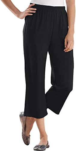 Woman Within Women's Plus Size 7-Day Knit Capri Pants - 1X, Black