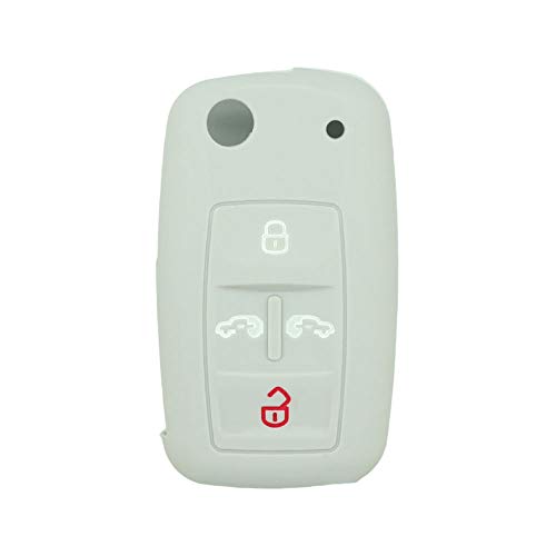 BROVACS Silicone Cover Protector Case Holder Skin Jacket Compatible with VOLKSWAGEN Multivan Sharan Caravelle Transporter Caddy SEAT Alhambra 4 Button Flip Remote Key Fob CV9808 Grey