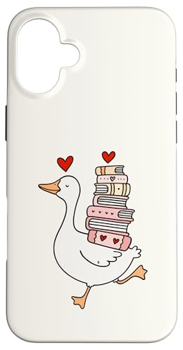 Silly Goose Loves Books Funny Duck Reading ���w �X�}�z�P�[�X iPhone 16 Plus �p