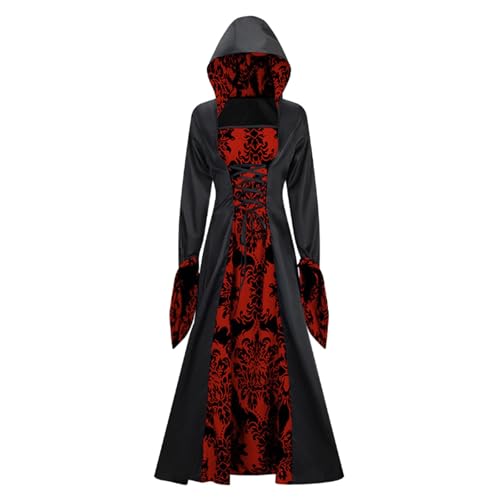 Vestido medieval largo con capucha para recreaciones y fiestas góticas