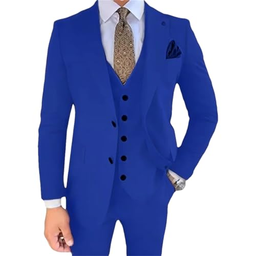 Costume pour mariage et bal de fin d'année : ensemble complet bleu roi avec veste et pantalon