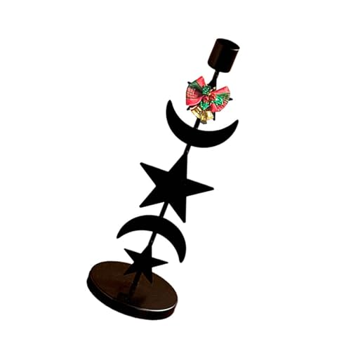 Aurgiarme Candelabro moderno resistente al óxido con patrón de estrella de sol y lazo para Navidad, celebración de temporada y bodas, soportes de hierro para vacaciones