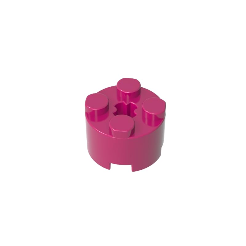 Gobricks 6143 Round Brick Brick Round 2x2 with Axle Hole 50 Pieces GDS-607 Compatible with Lego Building Blocks Color:Magenta — image 1