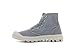Palladium Women's Pampa Hi Boot, Vegan Canvas Lace Up Boot, Gray Flannel, 7 M