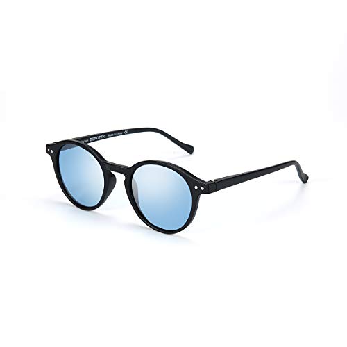 ZENOTTIC Gafas de sol Polarizadas Redondo Retrospectivo Cl�sico Retrospectivo Lentes de sol Marco UV400 Para hombres y mujeres (AZUL MATE AZUL)