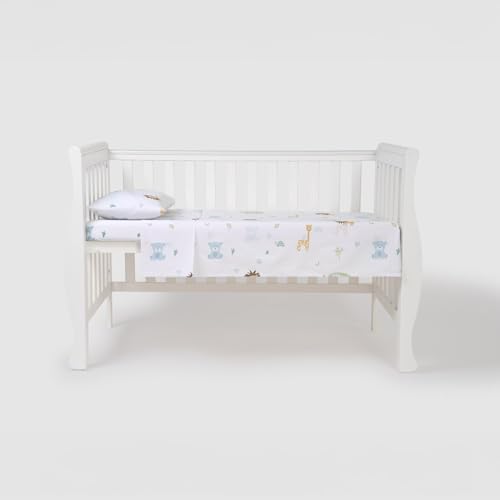 TRAMAS+ Juego Sábanas Cuna 60x120 Cama Infantil Minicunas Set Sabanas 50x80 Algodón Super Suave Ropa Cama - Cuna - 60x120cm, Animales