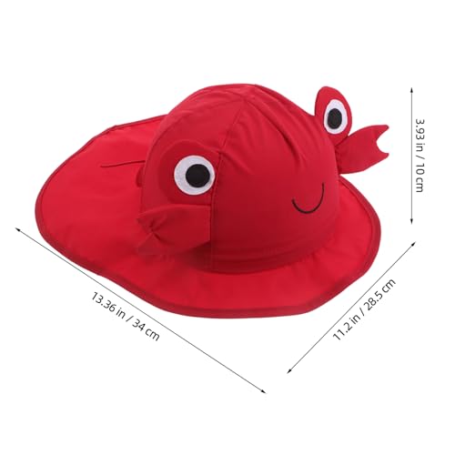 Didiseaon Wide Brim Sun Hat with Neck Flap Quick Dry Cartoon Crab Design UV Protection Bucket Hat for Boys for Summer Beach Outdoor Activities Ages Red2
