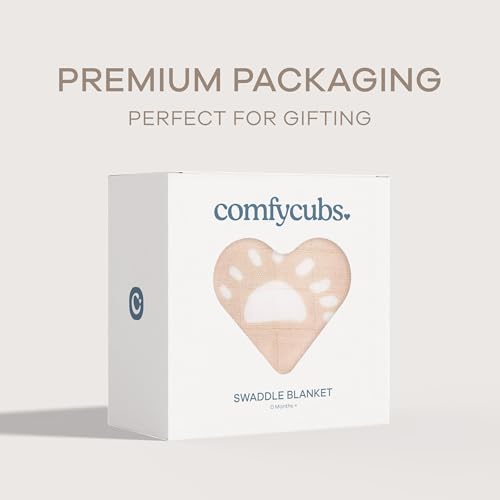 Image of Comfy Cubs Muslin Swaddle Blankets Pack of 1, 47 x 47 Inch Soft Cotton Baby Blanket Set, Large Multipurpose Wraps for Newborns - Self-Soothing Swaddles for Newborns - Blush Sun