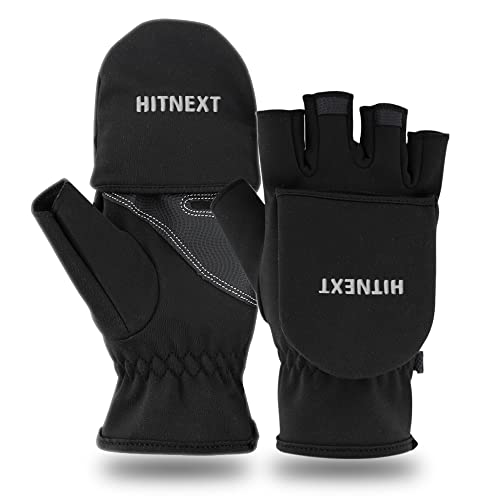 Guantes Mountain Bike HITNEXT Guantes de ciclismo negros para invierno, mountain bike, motocicleta, guantes convertibles, guantes sin dedos, para...