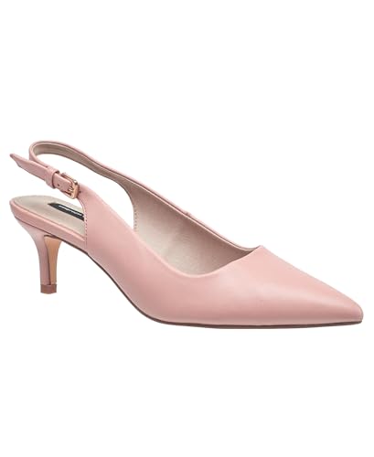 French Connection Women’s Slingback Pointed Toe Heels – Mid Heel Dress Shoes with Adjustable Strap