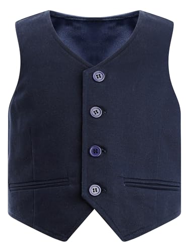 Vest for Boys 4 Button Formal Suit Vest Single Breasted Solid Dress Waistcoat Wedding Outfit
