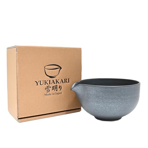 Urban Tokyo Yukiakari Katakuchi Matcha Bowl with Pouring Spout, Handmade Minoyaki Ceramic, Japanese...