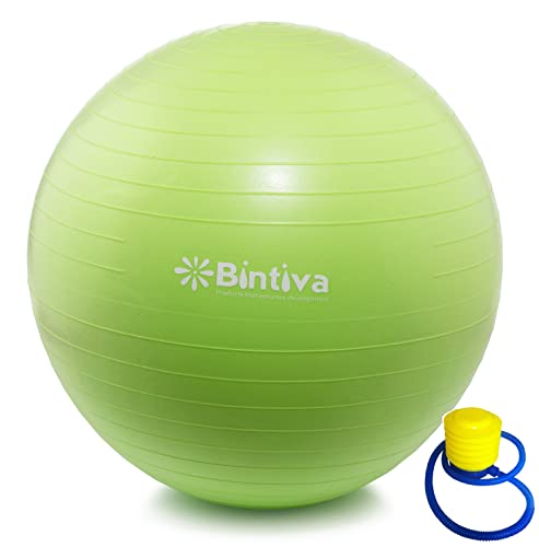 bintiva Anti-Burst Fitness Exercise Stability Yoga Ball/Swiss, Birthing, Gym Ball Green,M (58-65cm)