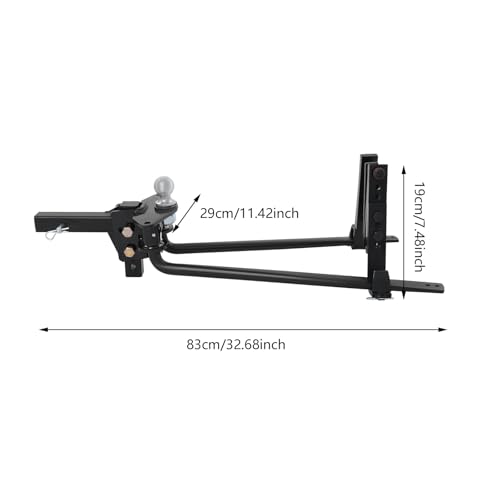 Image of Weight Distribution Hitch,8000 Lbs Capacity Sway Control Weight Distribution Hitch,Adjustable Trailer Hitch Kit with Wrench,Black Trailer Hitch Device for Motorhomes, Campers, Boats