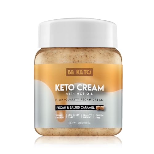 BeKeto Keto Crema de nueces y caramelo salado con aceite MCT para untar a base de plantas para alimentos veganos Keto sin gluten, 250 g
