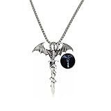 LARVOVUE Dragon Necklace Glow in the Dark Sword Pendant Necklace for Woman Men Punk Luminous Necklace (Dragon 2)