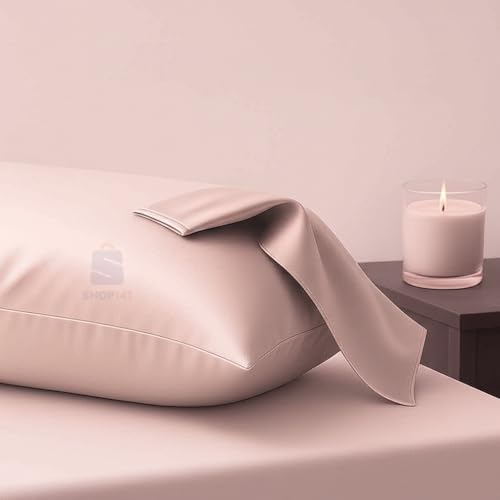 Image of Satin Silk Pillow Cover for Hair and Skin 2 Piece with 3 Piece Satin Silk Scrunchies | 1 Silk Hair Band Free Solid Pillow Covers with Envelope Closure (Rose Taupe) (Chiku + Cap)