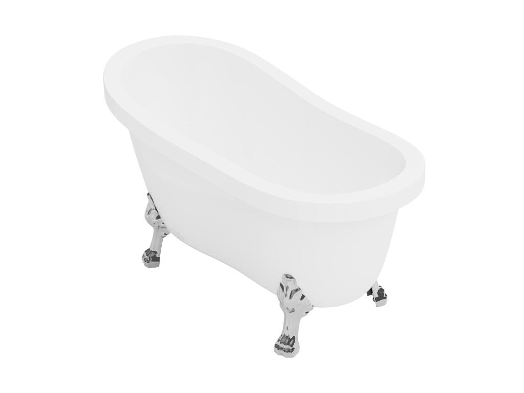 Vente-unique-Vasca da bagno freestanding con piedi argento zampa di leone 200l 145x74x77cm Bianco Rétro - NISOS II