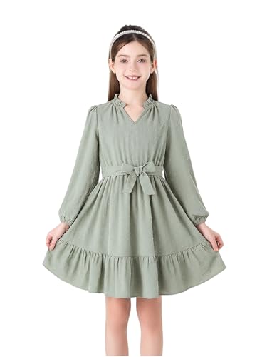 PATPAT Kleider für Mädchen in Prinzessin-Stil - Langarm Mädchenkleider...