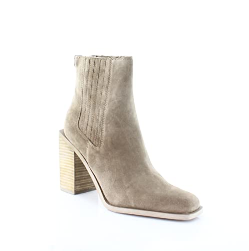 Sam Edelman Emalia Taupe Block Heel Pointed Toe Pull On Leather Ankle Boots